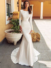 CW529 Minimal long sleeve satin mermaid Bridal dresses