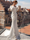 CW530 Minimalist One shoulder long sleeve Wedding dress