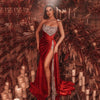 PP440 Sexy High Side Split Shiny Sequin Prom dress