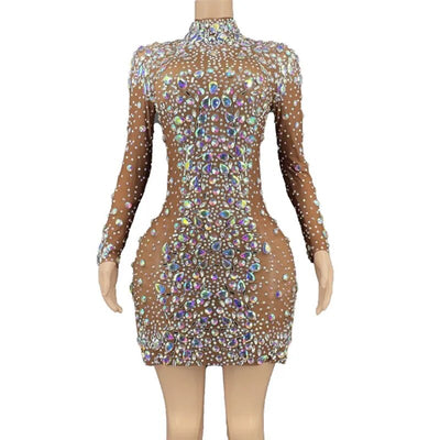 KP121 Singer Dress Sparkly Crystal Transparent