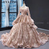 CG175 Real pictures Sparkly Rose Gold Wedding dresses+ Veil 3M