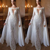 CW176 V neck long sleeve mermaid Wedding gown with cape
