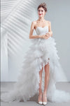 SS96 Sweetheart Hi Lo wedding dress with layer trail