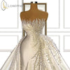 HW231 Stunning Pearls Sheer neck satin Wedding gown