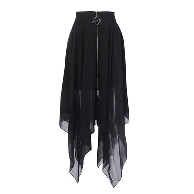 CK80 Mesh Irregular Black Punk Skirts
