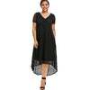 MX138 Summer Plus Size V-Neck Lace Dresses (Black/White)