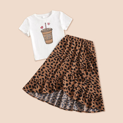 MM38 Matching Mom and daughter skirt+T-shirt sets( 2 styles )