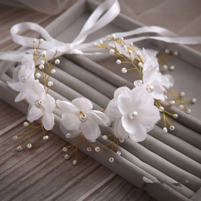BJ407-1 Flowers Pearl Bridal Headband