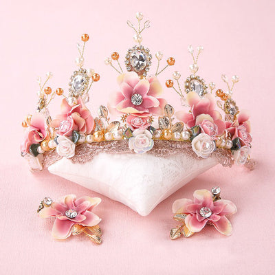 BJ137 Princess Flower Crown+Earrings
