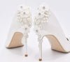 BS195 White Flower pearls Bridal Shoes