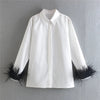 TJ148 White shirt Long Sleeve Feather ( 7 Colors )