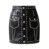 CK62 Punk style High waist leather skirts (2 Colors).