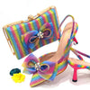 CB375 Pointed toe Party shoes, Matching clutch bags (7 Colors )