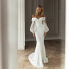 CW455 Off Shoulder Shiny Sleeves Mermaid Bridal Dress