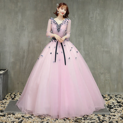 CG204 : 3/4 sleeve Prom Ball Gowns ( 2 Colors )