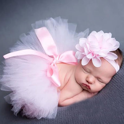 PH09 Newborn photography prop Tutu Skirt+Flower Headband(10 Colors)