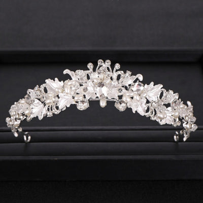 BJ412 pearl crystal crown Wedding Tiara ( 2 Colors )