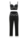 TP78 : 2pcs/Set Spaghetti Straps Crystal Tops + Pants