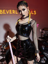 TJ178 Fashion Punk leather Crop Tops