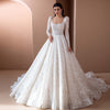 HW382 Classy Long Sleeve sequin Wedding Gown