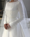 CW646 Simple long sleeve A-line Bridal dress with Veil