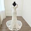CW275 Plus Size V Neck Appliques Lace Mermaid Wedding Dress