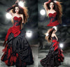 CG338 Vintage Black And Red Gothic Wedding Dress