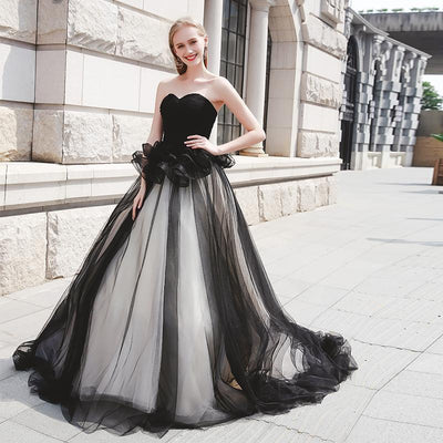 CG238 Vintage Black Wedding Dress