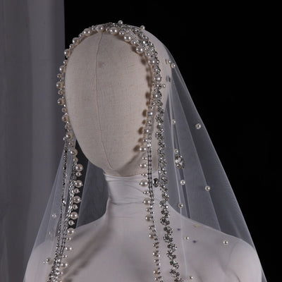BV162 Bridal veil Pearls With Rhinestones