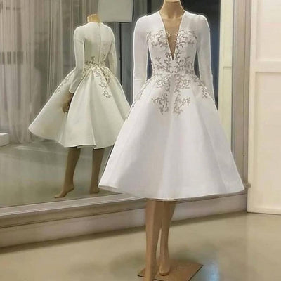 SS175 Full Sleeves Knee Length Wedding dress