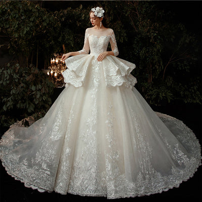 HW390 Gorgeous 3/4 sleeves Bridal Gown