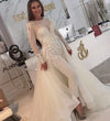 PD15 Long Sleeves Lace Beads Bridal Jumpsuit Dress