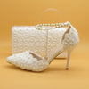 BS80 Lace Flower wedding shoes with matching bags(15 Colors)