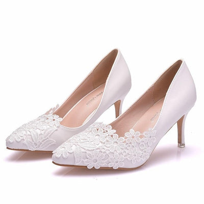 BS173 Simple White Bridal shoes
