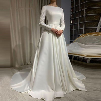 CW458 Simple Muslim Wedding Dress