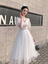 SS139 White sequined Tea-Length Wedding dress