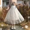 CK102 : 3 layers sequin embroidered mesh skirts ( 3 Colors )