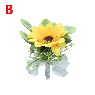 GM02 Sunflowers Brooch & Wrist Flowers for rustic wedding theme