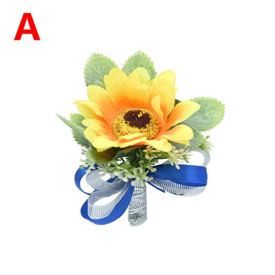 GM02 Sunflowers Brooch & Wrist Flowers for rustic wedding theme