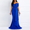 MX214 Plus size off Shoulder Slash Neck Maxi Dresses(2 Colors)