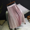 CK55 Korean shinny Pleated Midi Skirts (11 Colors )