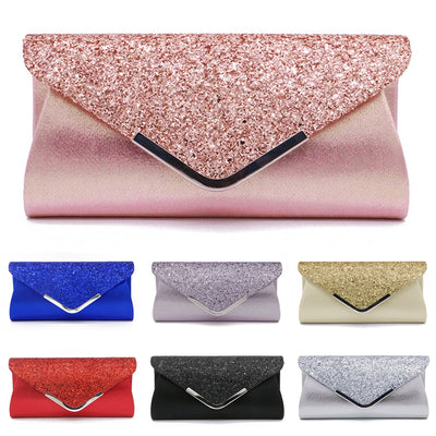 CB281 Simple Satin Glitter Prom clutch Bags ( 7 Colors )