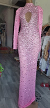 KP54 Sexy Stage Costume Rhinestones Transparent Dresses ( 5 Colors )