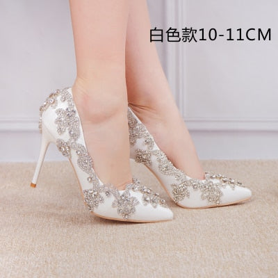 BS46 White Diamond Wedding Shoes