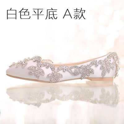 BS46 White Diamond Wedding Shoes