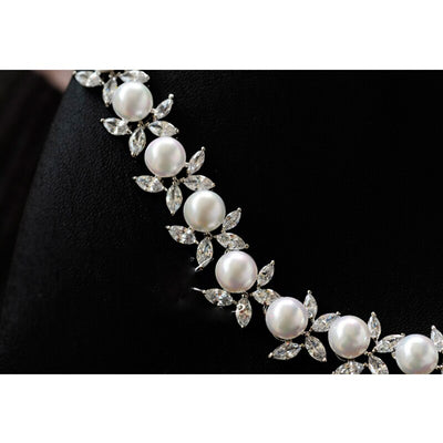BJ526 : 3pcs Pearl Bridal Jewelry sets ( Necklace+Earrings )