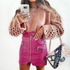 CK23 High Waist Latex Leather Mini Skirts(Pink/White/Black)