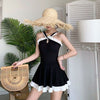 SW71 Korean one piece swimsuits with removable skirt( 2 Colors )