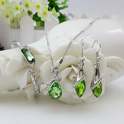BJ378 : 4pcs Bridal jewelry sets (Necklace+Earrings+Bracelet)