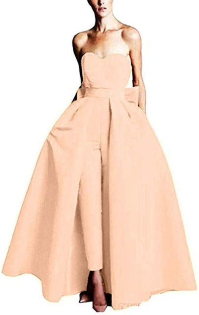 JR132 : 2in1 strapless Jumpsuits with Detachable Skirt